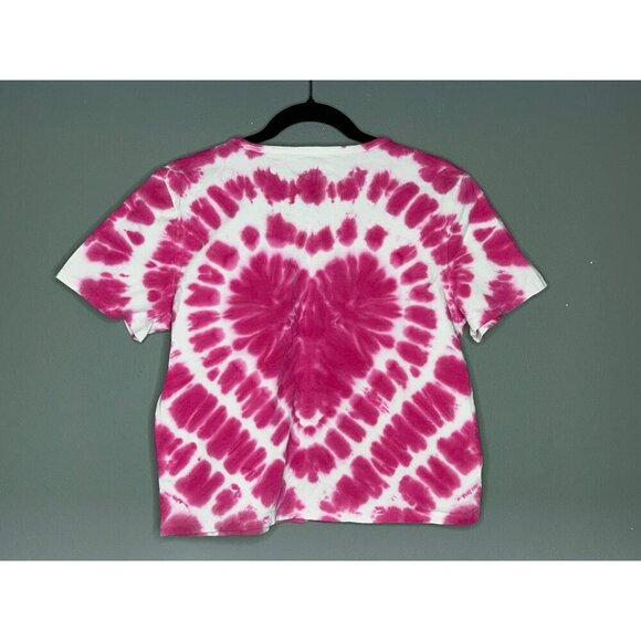 Hot Topic Women's XL Barbie Logo Heart Tie-Dye Hot Pink Girls Baby T-Shirt - Picture 4 of 7